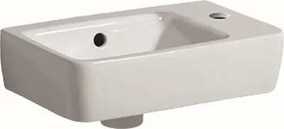 Produktbild von Geberit Handwaschbecken RENOVA COMPACT 400 x 250 mm, mit Überlauf, mit Hahnloch rechts weiß