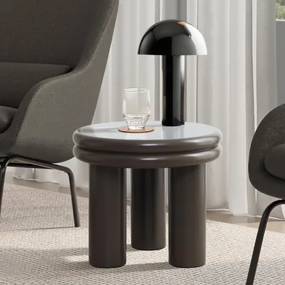 Produktbild von Beistelltisch Rund Dunkelgrün mit Massivholzbeinen, Ø40 cm × 35 cm