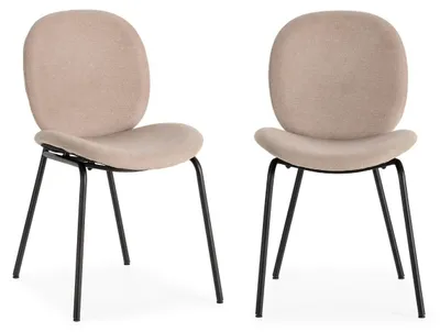 Image de CALICOSY - Lot de 2 chaises en tissu avec pieds en métal noir L45 cm - CORI