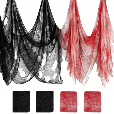 Produktbild von Halloween Dekogaze schwarz, 4 Stück, 76 x 183 cm, für Spukhaus Dekoration