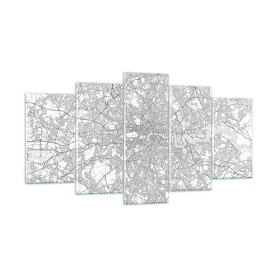 Produktbild von Bilder auf glas - 5 Teile - Stadt Karte London - 160x85cm - Glasbilder - Wandbilder - Bilder - zum Aufhängen bereit - Wanddekoration aus Glas - Glas Bilder - Wandbild auf Glas - GEA160x85-4680