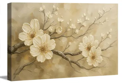 Produktbild von 5076 Leinwandbild Weiße Blüten Ast 120x80 cm