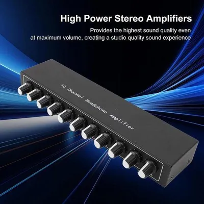 Image de Amplificateur portable à 10 canaux avec répartiteur pour écouteurs et égaliseur