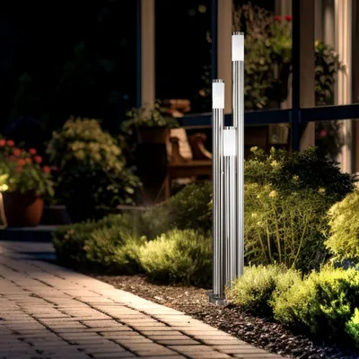 Produktbild von LED Stehlampe, Edelstahl, 3-Säulen, H 170 cm