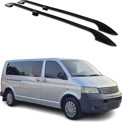 Image de Barres De Toit Longitudinales Pour VW T5 Multivan 2003-2015 L2 Aluminium Noir