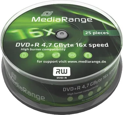Produktbild von MediaRange DVD+R 4.7GB  25pcs Spindel 16x