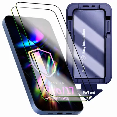 Produktbild von 2 Stück Schutzglas für iPhone 16 Pro/17, Display Schutz Folie Echt Glas Panzerglas 9H, KI-generiertes Bild