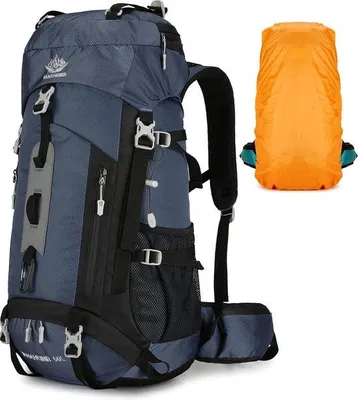 Obrázok produktu pre Veľký, nepremokavý cestovný batoh s objemom 60 l s pláštenkou proti dažďu pre ženy a mužov – ideálny na outdoorové aktivity, kempovanie, turistiku, horolezectvo a cestovanie