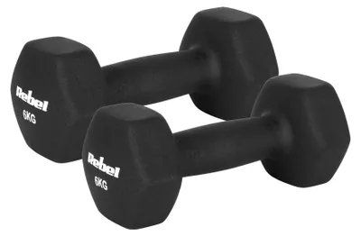 Rebel Active HEX Neopren-Kurzhantel-Set 2 × 6 kg, Gusseisenkern, für Fitness
