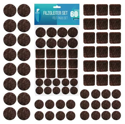 Productafbeelding van Meubelvilt zelfklevend - Zwart - 60 stuks - Ø 20 mm, Ø 28 mm en 25 x 25 mm