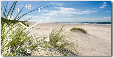 Produktbild von Wanduhr aus Glas – 60x30 cm - Glasbild - Glasuhr - Gehärtetes Glas - weisse-zeiger - Mrzeżyno Strand