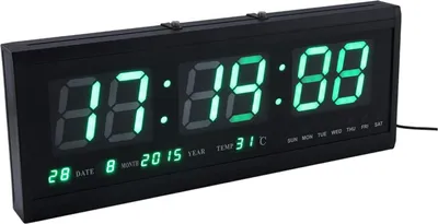 Zdjęcie produktu dla Duży nowoczesny cyfrowy zegar ścienny LED Data Temperatura 24- lub 12-godzinne biuro