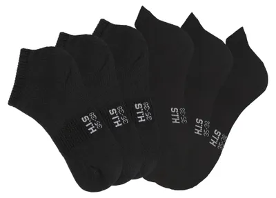 Produktbild von H.I.S. Sportsocken Damen Herren Kurzsocken und Sneakersocken in einem Pack 6 -teilig 6x schwarz Größe 35/38