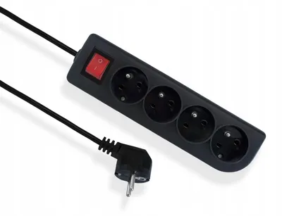 Produktbild von Verlängerungskabel mit Erdung und Schalter, schwarz, 4-fach, mit/ohne 3m, OMY 3x1, Elgotech EPS-403W-2