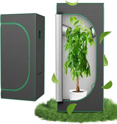 Produktbild von QEENTOE Grow Zelt 60x60x140cm, Indoor Anzuchtkasten für Gemüse & Kräuter, Gewächshaus Pflanzenkultivierungszelt