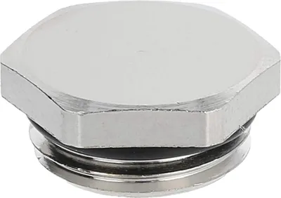 Image de Bouchon aveugle WISKA M16x1,5 MBS-M16 hexagonal avec joint torique en laiton (CuZn) nickelé, longueur du filetage 5,0 mm - 1 pièce