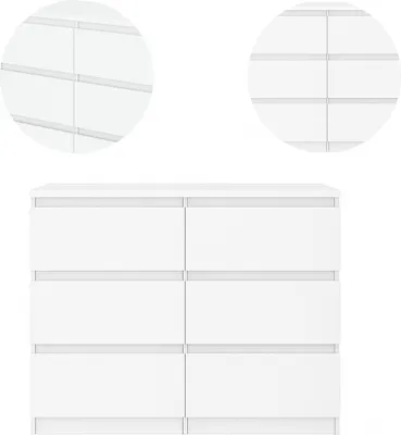 Zdjęcie produktu dla YUMEBLY | Komoda z 6 szufladami 100x40x75cm - duża szafka z szufladami do sypialni, salonu, biura i pokoju dziecięcego | Biały