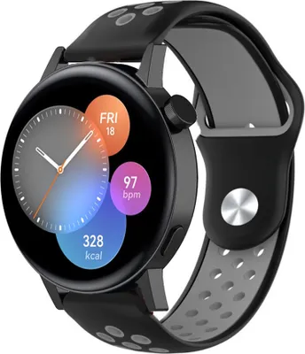 Produktbild von Strap-it Huawei Watch GT 3 42mm Sportarmband (Schwarz/Grau)