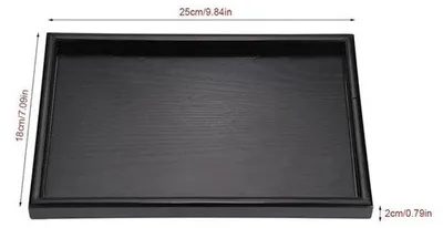 Image de Grand plateau de service en bois noir - multifonctionnel - 1 pièce - 25 x 18 x 2 cm