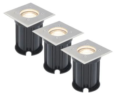 Produktbild von hoftronic LED Bodeneinbaustrahler 4W 2700K GU10 IP65 Edelstahl Set 3er