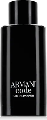 A black bottle of Armani Code Eau de Parfum.