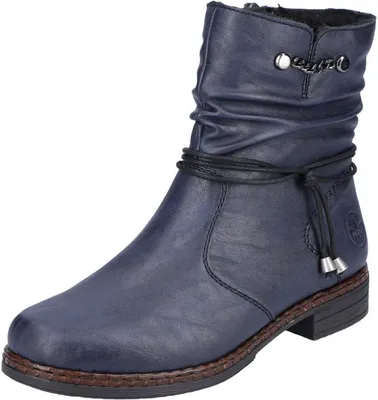 Produktbild von Rieker Damen Stiefelette Kordel Raffung Warmfutter Kette 75160, Größe:37 EU, Farbe:Blau