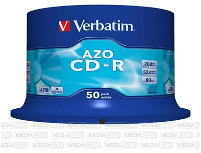 Produktbild von Verbatim CD-R AZO Crystal, Spindel, Cyanine/Azo Dye