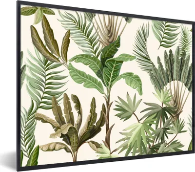 Produktbild von MuchoWow® Gerahmtes Poster Dschungel - Palme - Bananenstaude - Kinder - Natur - Pflanzen 80x60 cm - Poster mit Schwarzem Bilderrahmen Wandposter Rahmen Foto Bilder - Schwarzem - Mit Gestell