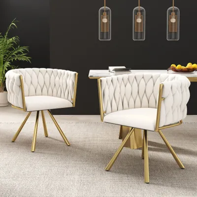 Produktbild von 2er set Samt-Esszimmerstuhl,Polsterstuhl Wohnzimmer-Schlafzimmer-Drehstuhl, Freizeit-Drehstuhl