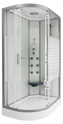 Produktbild von HOME DELUXE - Komplettdusche WHITE PEARL - Maße 120 x 80 cm Links - inkl. Regendusche, Radio und Zubehör I Duschtempel Fertigdusche, Dusche, Duschtempel