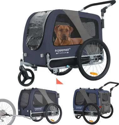 Produktbild von DOGGYHUT® Premium LARGE Hundefahrradanhänger  15 - 30kg Hundeanhänger Fahrradanhänger für Hunde mittelgroße bis große Hunde