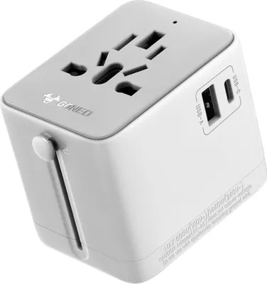 Produktbild von Goneo Universal Reisestecker 15W, Automatische Rückstellung - Keine Sicherung erforderlich, Travel Adapter Hellgrau