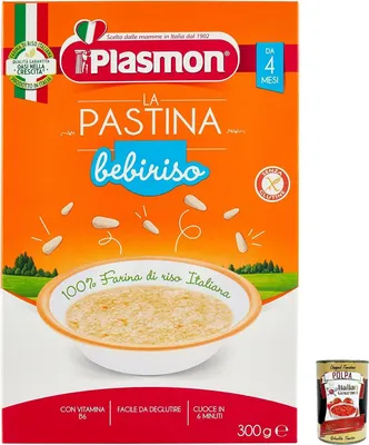 Produktbild von 6x Plasmon La Pastina Bebiriso 300g Con Farina di riso 100% Italiano + Italian Gourmet polpa 400g