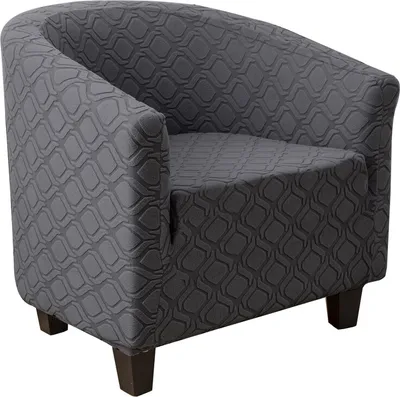 Produktbild von (Dunkelgrau) U-Stretch-Badestuhlbezug, Jacquard-Clubstuhlbezug, Sesselbezug, rutschfester Fassstuhlbezug für Esszimmer, Wohnzimmer, Büro, Empfangsstuhl