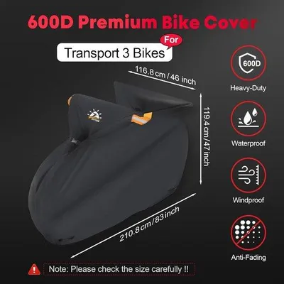 Productafbeelding van Famanu fietshoes voor het transport van 3 fietsen - Waterdicht en robuust - 600D Polyurethancoating