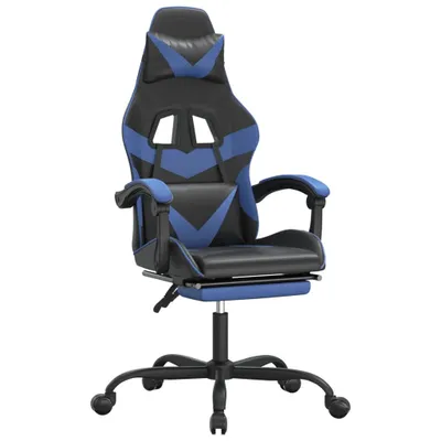Produktbild von vidaXL Gaming-Stuhl mit Fußstütze Schwarz und Blau Kunstleder