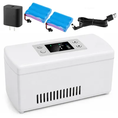 Produktbild von Tragbare Insulin Kühlbox mit digitalem Thermostat (0-18°C) kompatibel mit Powerbank, große Kapazität für 3-6 Pens, LCD Display, für Diabetiker Reise