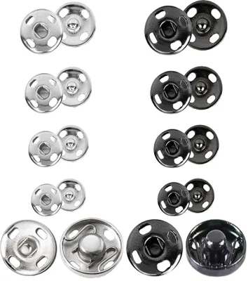 Produktbild von Druckknöpfe zum Annähen - Metall - Für Kleidung - 8-14 mm - Schwarz Silber