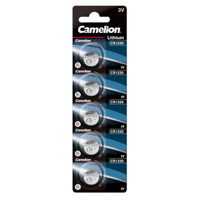 Produktbild von Camelion CR1220 Lithium 3V - 5 Batterien  für flache Geräte wie Autoschlüssel, Fitness-Tracker, Taschenrechner oder kleine Fernbedienungen