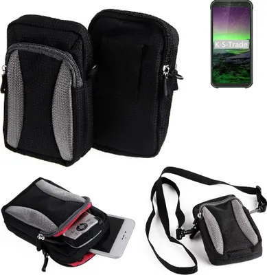 Produktbild von K-S-Trade Holster Schutz Hülle kompatibel mit Blackview BV5500 Pro Handy Hülle Gürteltasche Umhängetasche mit Zusatzfach schwarz