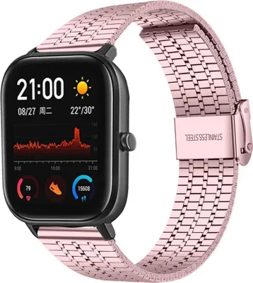 Produktbild von Strap-it Amazfit GTS Edelstahlarmband (Rosa)