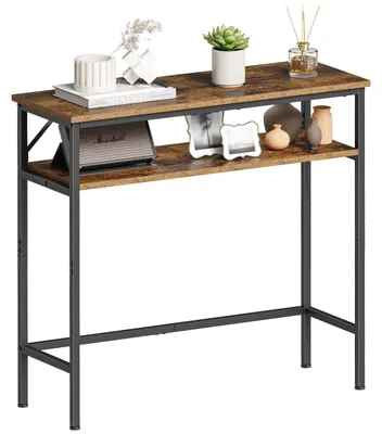 Image de Omgoods - Petite console avec 2 étagères, idéale pour les petits espaces