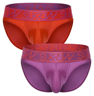 Productafbeelding van SUKREW - Heren Slip Ondergoed - Classic Brief Multipack 1x Vermilion + 1x Eminence - Maat XL