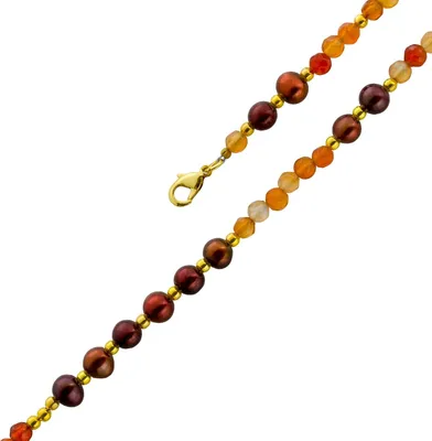 Produktbild von Perlenkette 48cm Süßwasserperlen Natur Achat Edelsteine 48