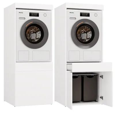 Obrázek produktu pro Koupelnová skříňka na pračku a sušičku POLA TWIN 1S WHITE Zásuvková jednotka