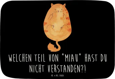Produktbild von Mr. & Mrs. Panda Badteppich Katze Mittelfinger - Schwarz - Geschenk, Cat, Badematte, Badvorleger, Badezimmerteppich, Cats, duschmatte, Kater, Katzen, Bad Fußmatte, Mietze