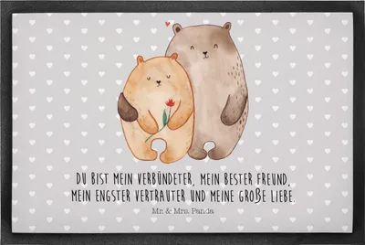 Produktbild von Mr. & Mrs. Panda fußmatte Bären Liebe 50 x 75 cm - Grau Pastell - Geschenk, Bär, Freundin, Fußabtreter, Beziehung, Schmutzmatte, Verknallt, Kuscheln, Türvorleger