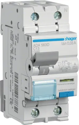 Zdjęcie produktu dla Hager FI-LS 1P+N 10kA C-13A 30mA Typ A ADA563D
