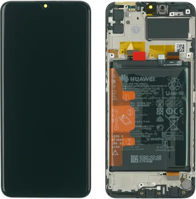 Produktbild von Huawei Y6P Display Glas Touchscreen Anzeige Bildschirm + Rahmen + Akku, schwarz