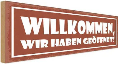 Produktbild von vianmo Holzschild 10x27 cm Wilkommen wir haben geöffnet Dekoration